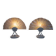 Paire de lampes de table postmodernes en verre de Murano irisé italien, années 1980