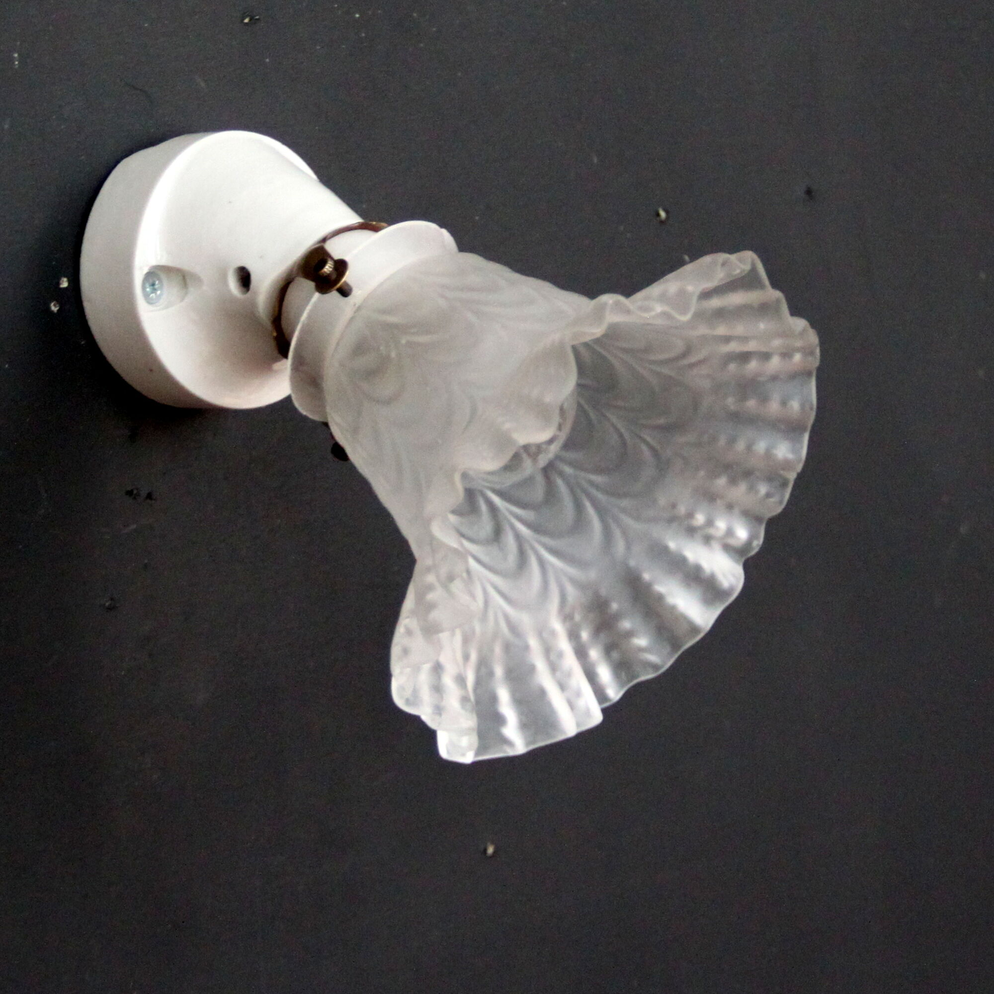 Paire d'appliques murales en porcelaine ancienne, tulipe verre vintage