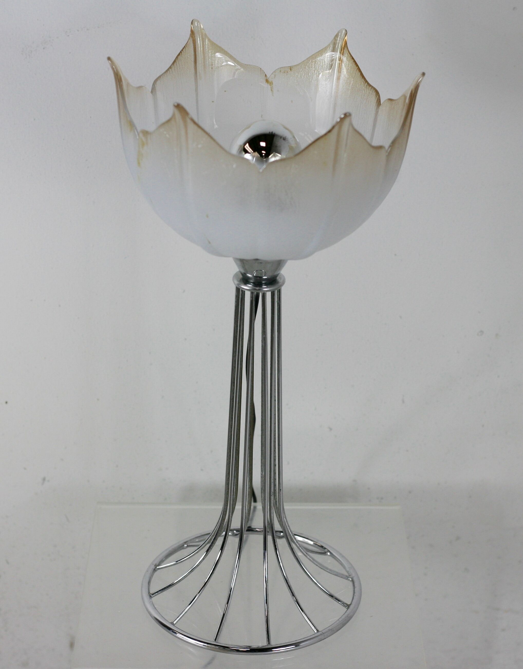Lamp "space age". glass reflector, metal base. Circa 1970
