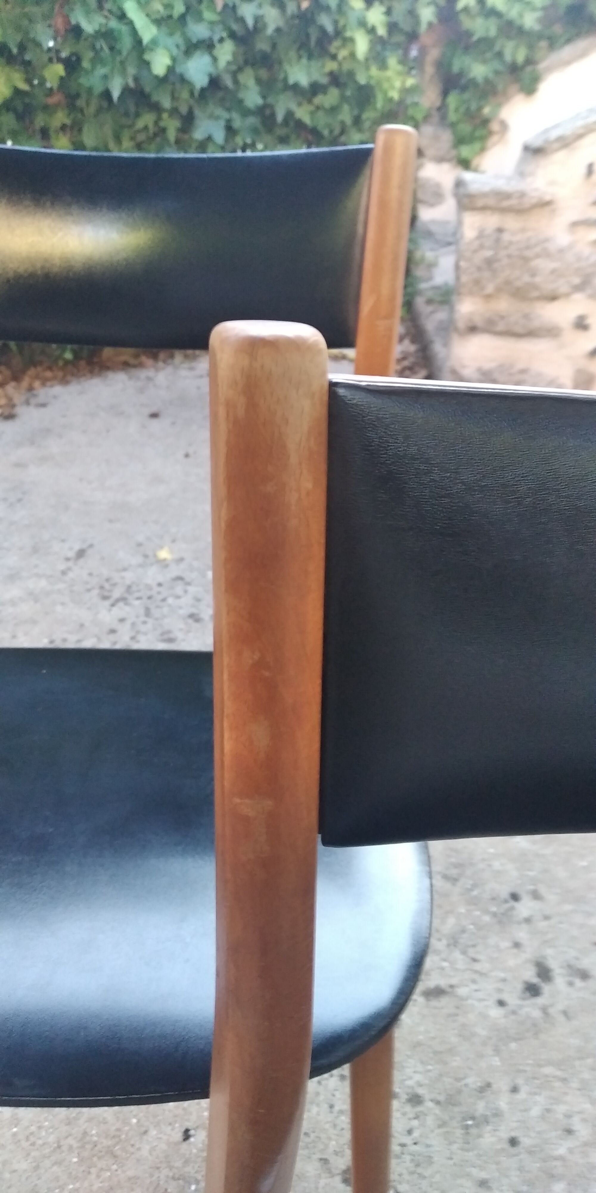 Pair of Scandinavian black skai chair 60's