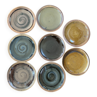 8 flat plates by Pierre Digan Gresla Borne, 1970s
