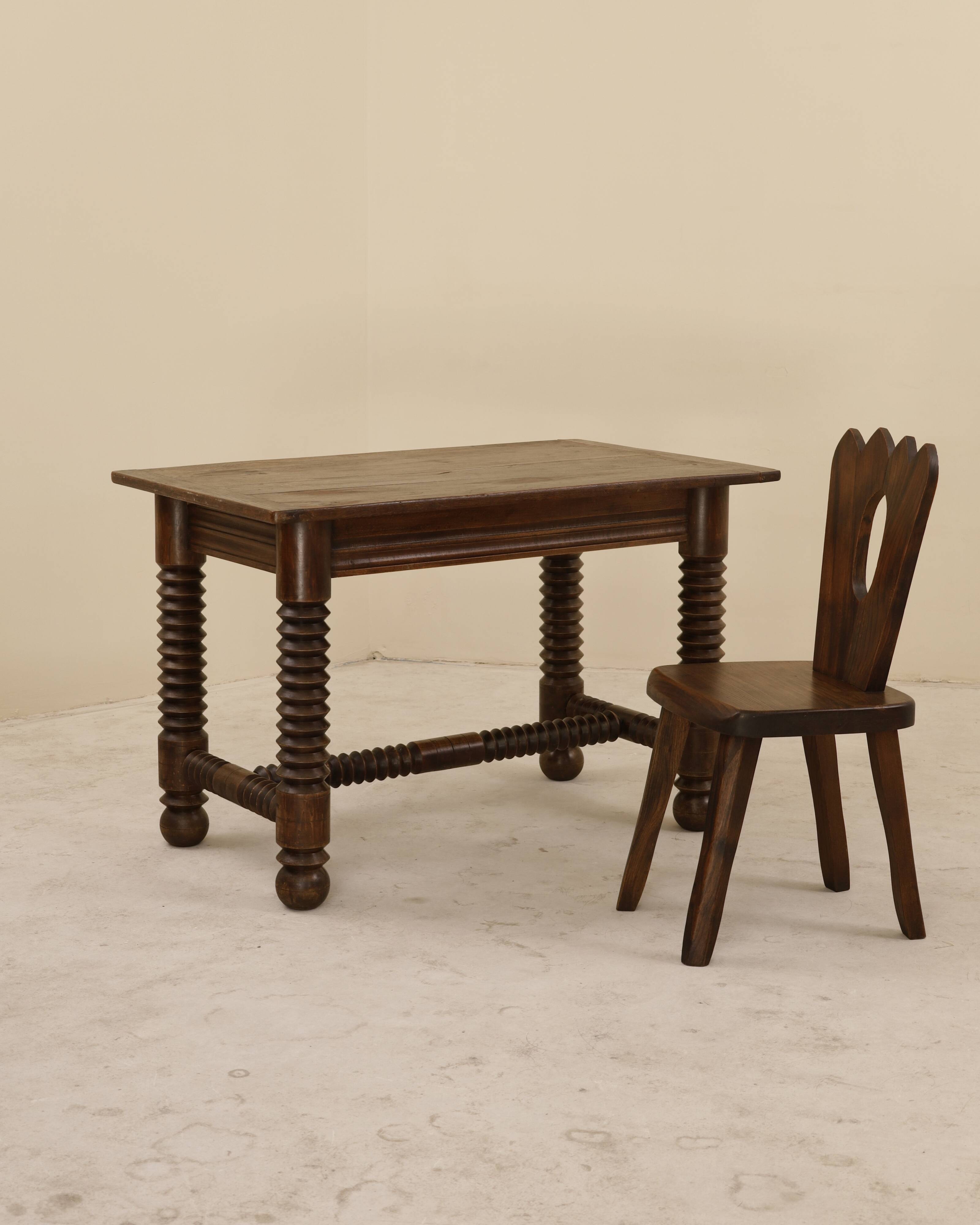 Solid wood table, France, 1940s