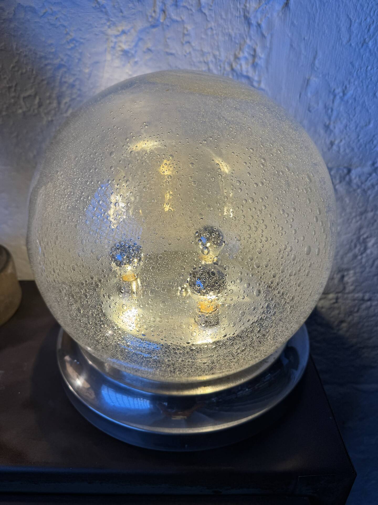 Lampe de table verre bullé Space Age années 70