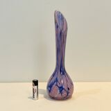 Blue and pink blown glass soliflore vase, La Rochère Murano style