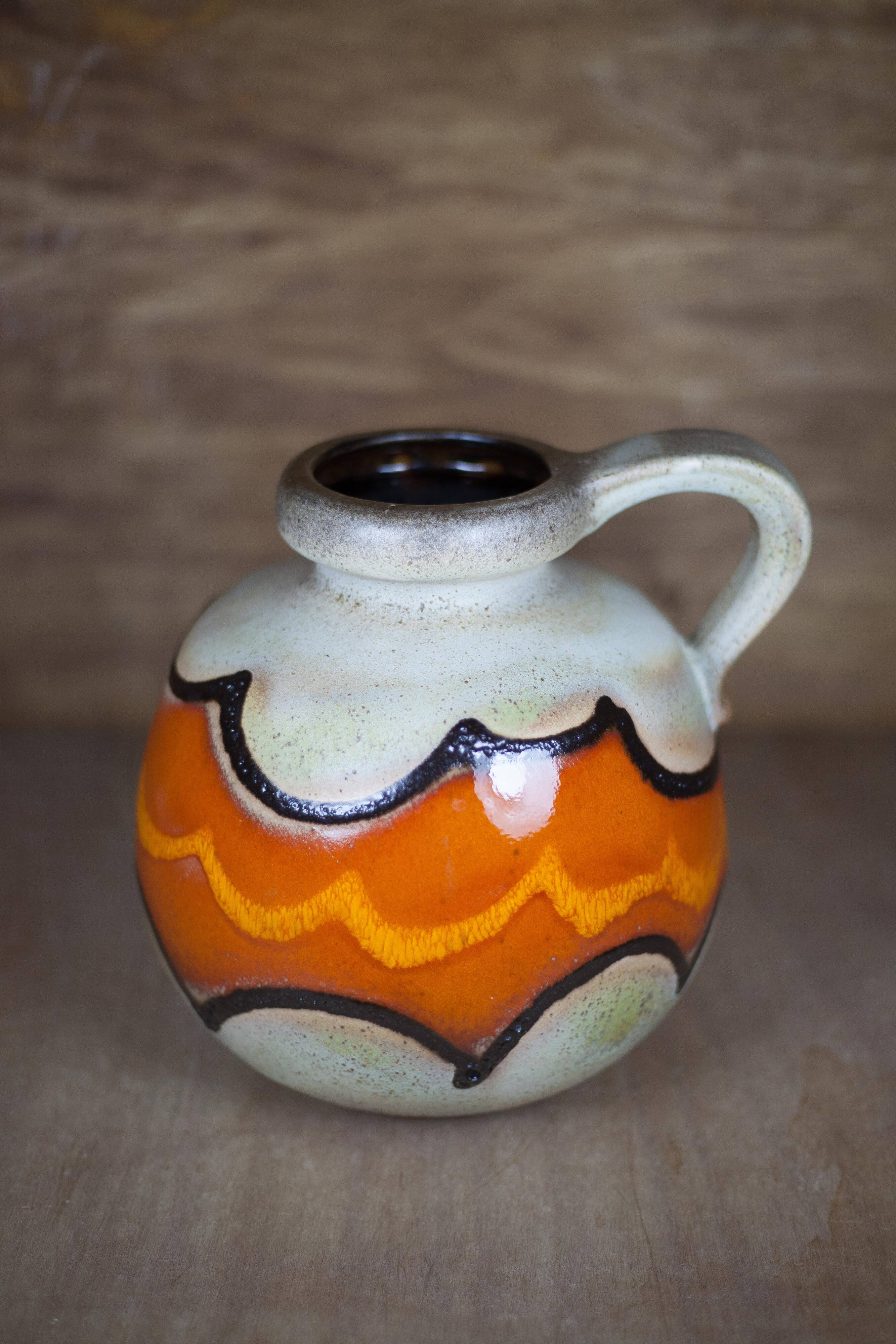West Germany ceramic ball vase 484-21, vase with handle, collection, interior decoration