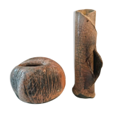Deux vases céramique émail Raku craquellé