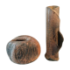 Deux vases céramique émail Raku craquellé