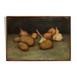 Garlic onions and potatoes Still life by Claude Volkenstein