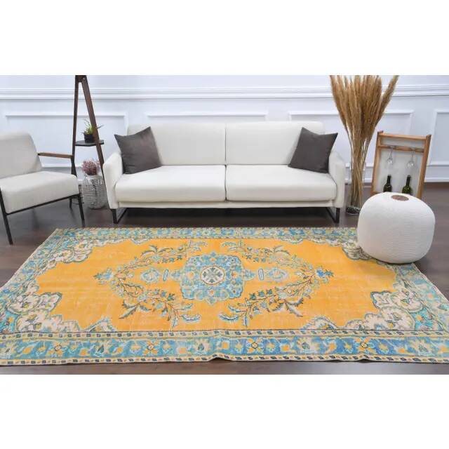 1970s Vintage Turkish Hand-Knotted Wool Cotton Brown Area Rug 176x274