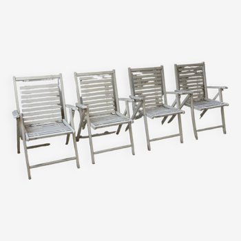 4 chaises de jardin bois blanc