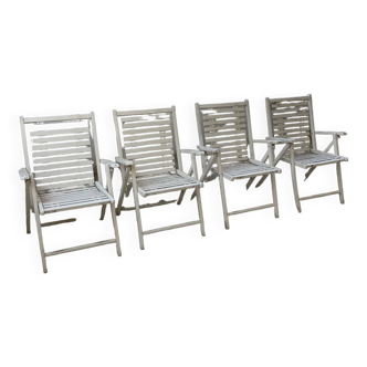 4 white wooden garden chairs