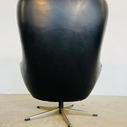 Vintage Danish mid-century black leather swivel chair, 1970s
