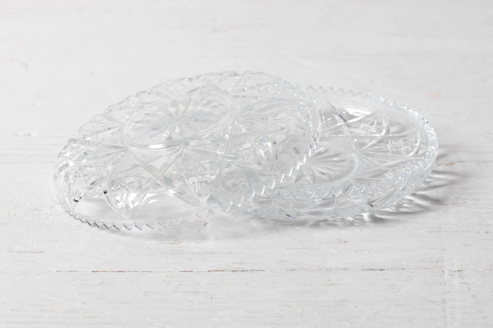 Mid-Century Pressed Glass Jewelry Box / Geometric Bonbon Candy Jar / 1960s