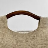 Vintage curved rattan magazine rack – 1960s