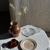 Set of 6 vintage dessert plates made in Poland with a plant motif.