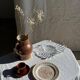 Set of 6 vintage dessert plates made in Poland with a plant motif.