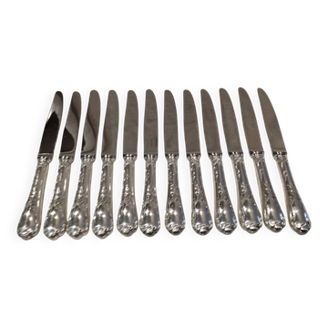 12 Christofle Marly silver plated dessert knives, 19.7cm