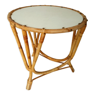 Table d'appoint rotin vintage