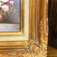 Still life, painting on hardboard, wooden and stucco frame.