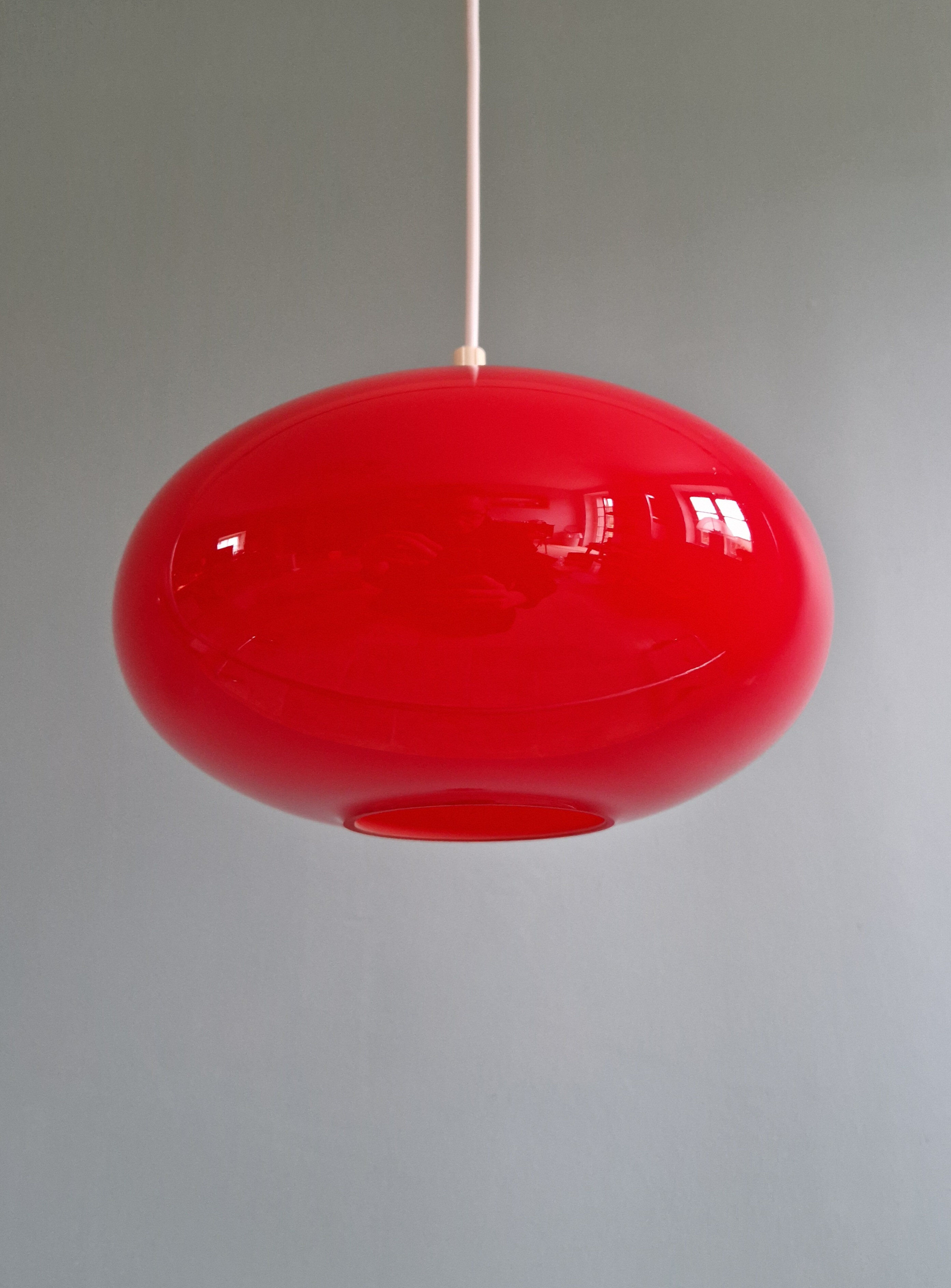 Vintage suspension in red opaline, 1960s-70s.