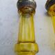 Pair of Silver Metal Candlesticks, Yellow Glass