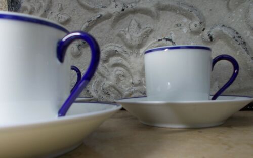6 cups Haviland Limoges for Rochas blue fillet