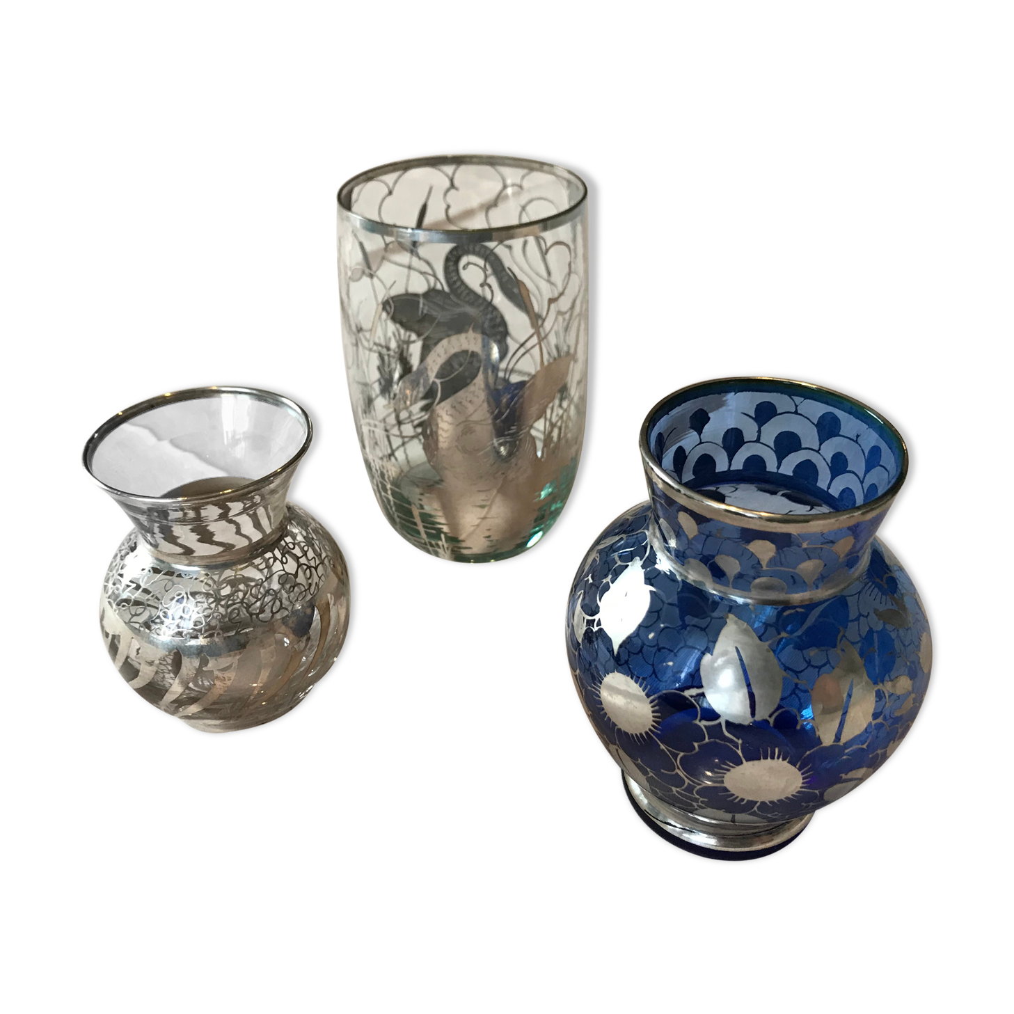Lot de 2 vases en verre et gobelet en verre