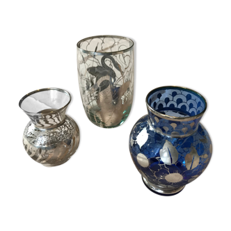 Lot de 2 vases en verre et gobelet en verre