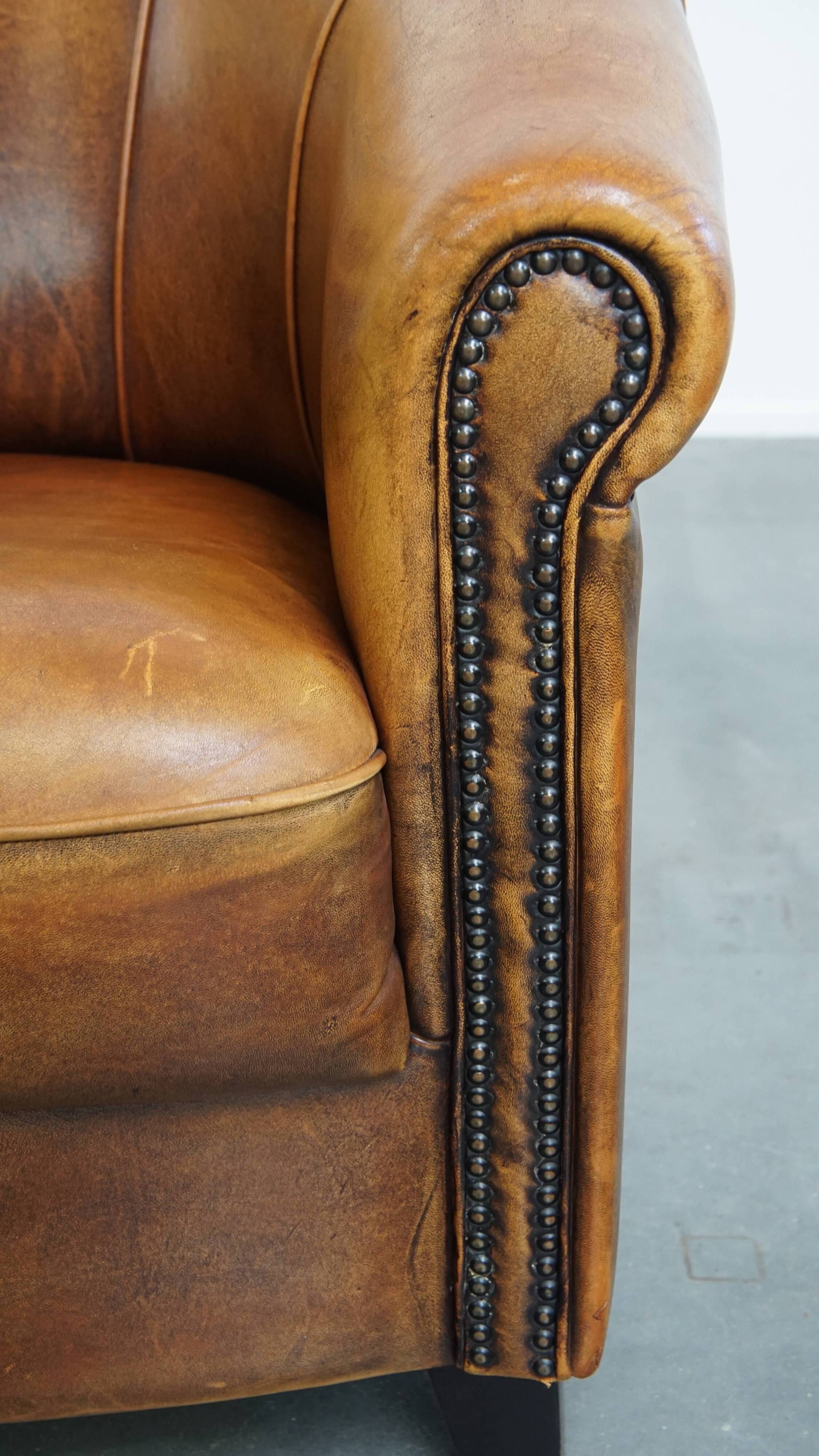 Sheepskin leather club chair