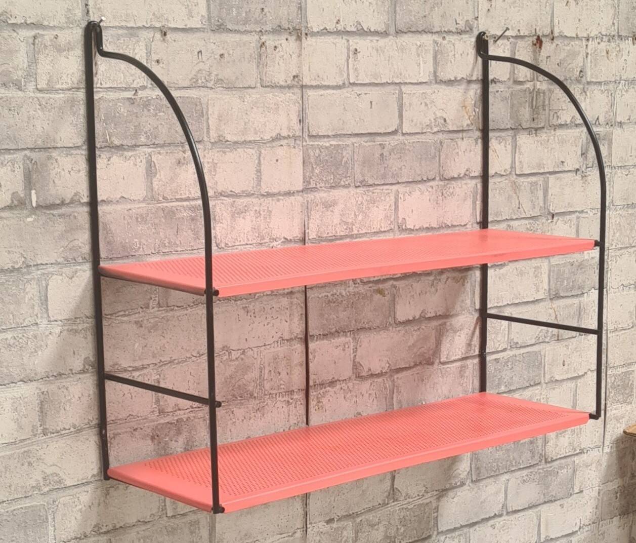 vintage perforated sheet metal shelf