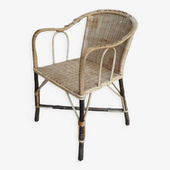 Vintage rattan armchair art deco 1950