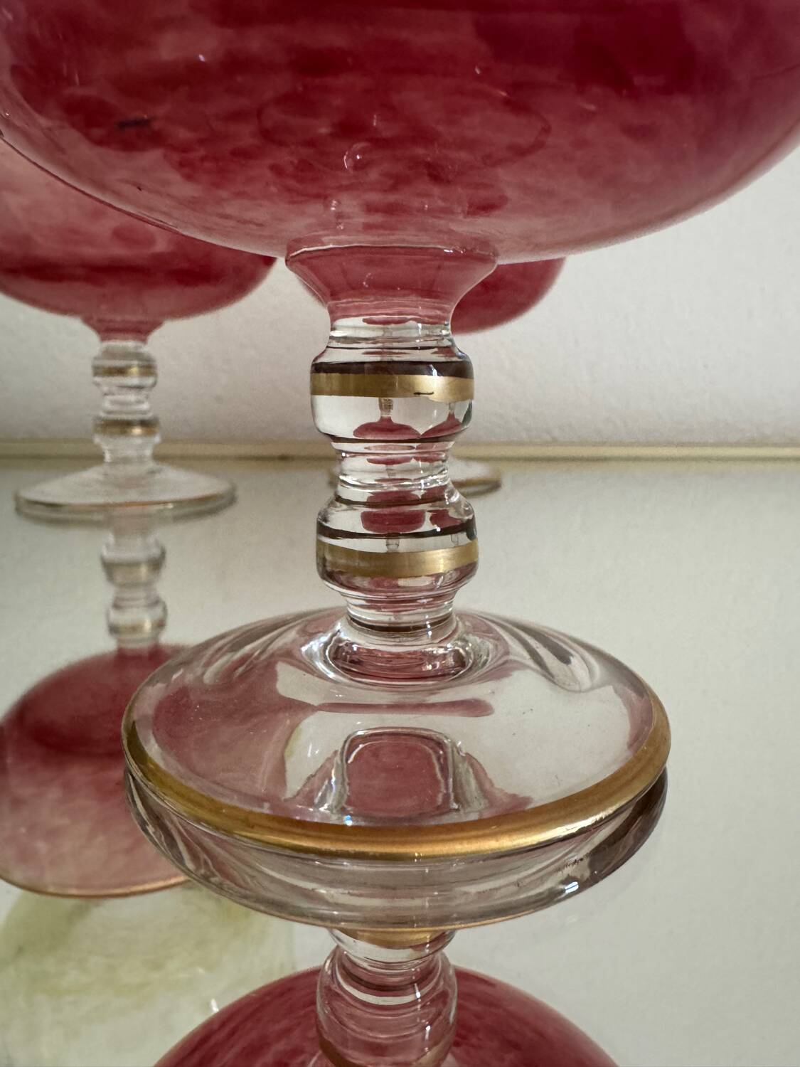 Multi-colored Venetian crystal ice cream cups