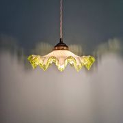Art Deco suspension in white opaline with a scalloped design, 1920-30.