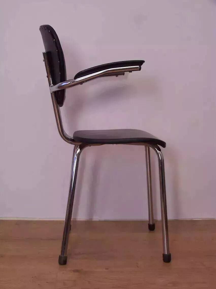 Tubax chair from the 50s, chrome and black imitation leather