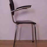 Tubax chair from the 50s, chrome and black imitation leather