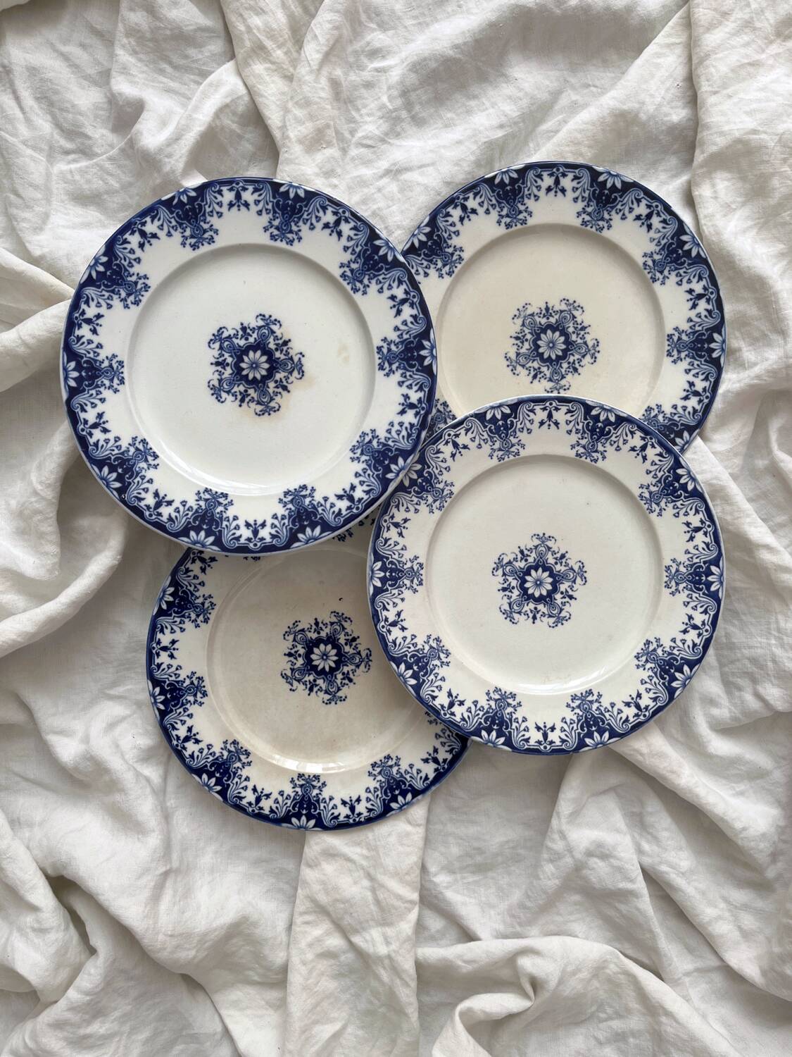 4 ironstone dessert plates "Rouen" JVB Jules Vieillard Bordeaux