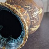 Large brutalist vase in Accolay enamelled stoneware signed Hubert GUY 1960s