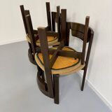 Set of 4 Girsberger Scandinavian style chairs from the 80s, vintage wood
