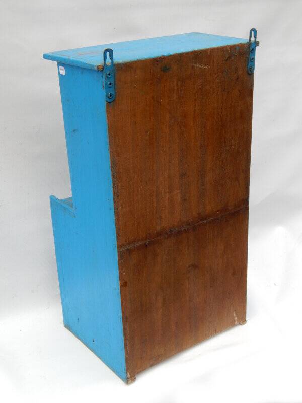 Indian blue window glass and mirror vintage old teak wood
