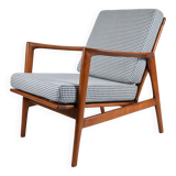 Fauteuil scandinave original Stefan, entièrement restauré, icône des années 1960, pied de poule