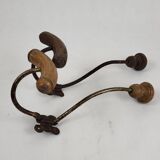 2 wooden & metal coat hooks 1900