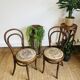 Pair of vintage bistro chairs – bentwood – floral upholstered seat