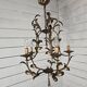 Vintage 5-light foliage chandelier in gold metal