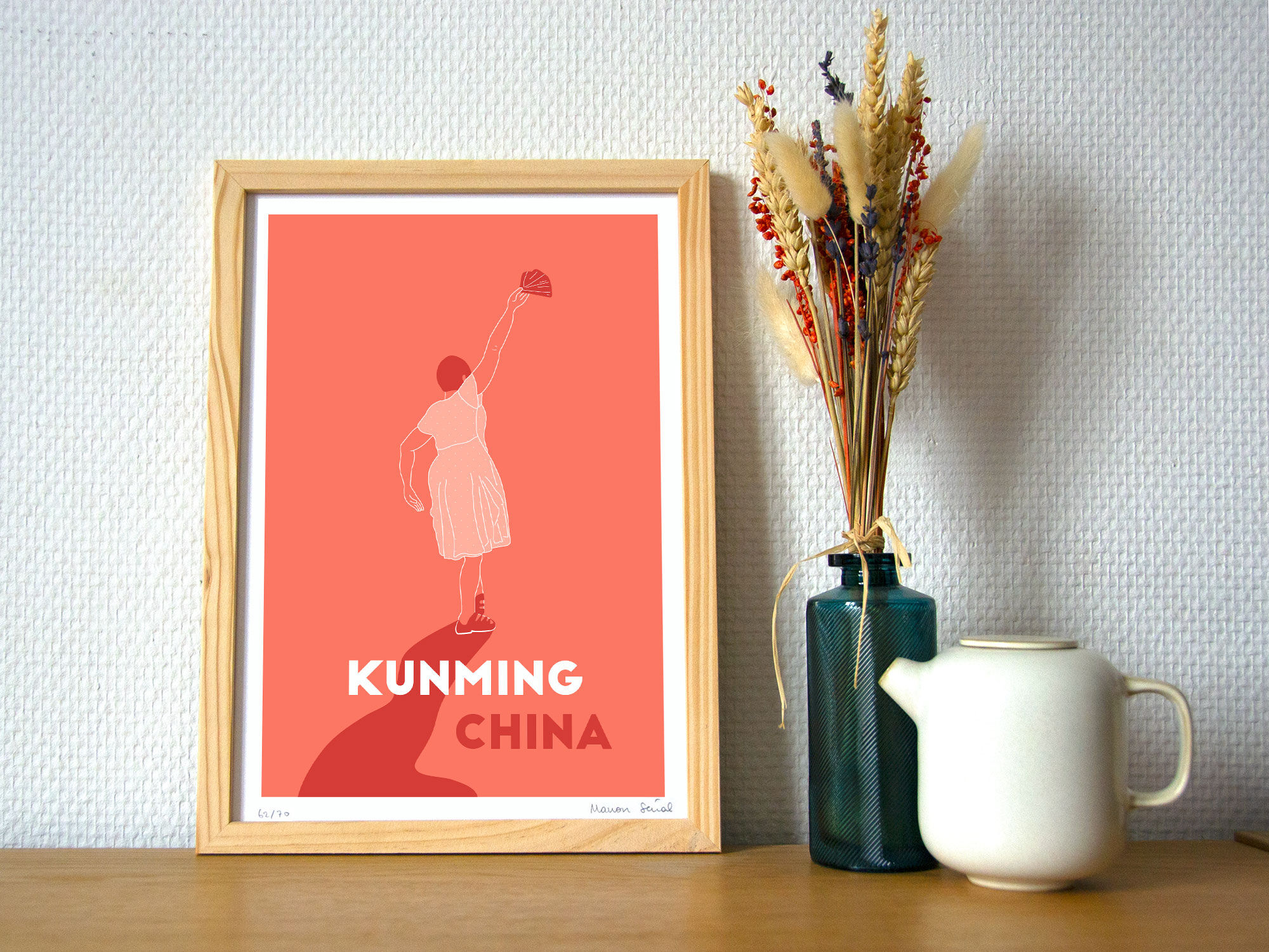 Ménade - Kunming, China - Illustration. A4 21 x 29.7. China, travel, dancer, dance