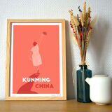 Ménade - Kunming, China - Illustration. A4 21 x 29.7. China, travel, dancer, dance