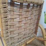 Vintage rattan and braided rope armchair