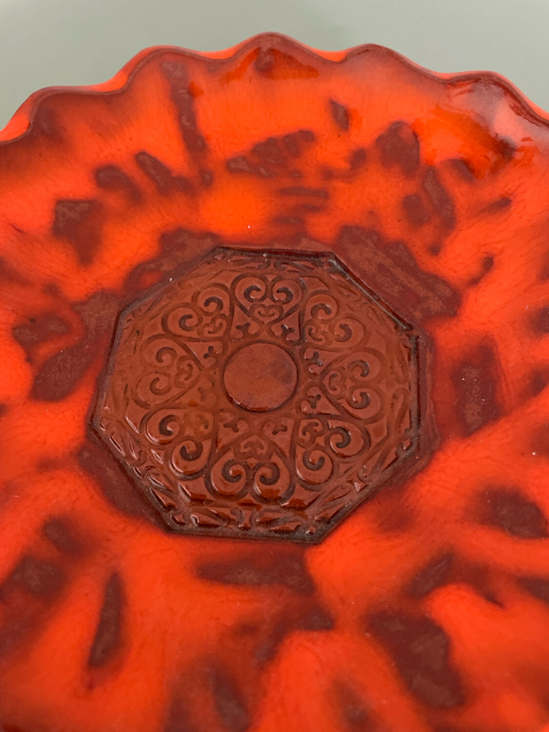 Ceramic, orange catchall, glazed terracotta