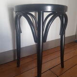 Wooden and rattan tabouret