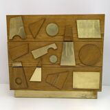 Brutalist Italian Ash Tree and Brass Chests of Drawers, Two