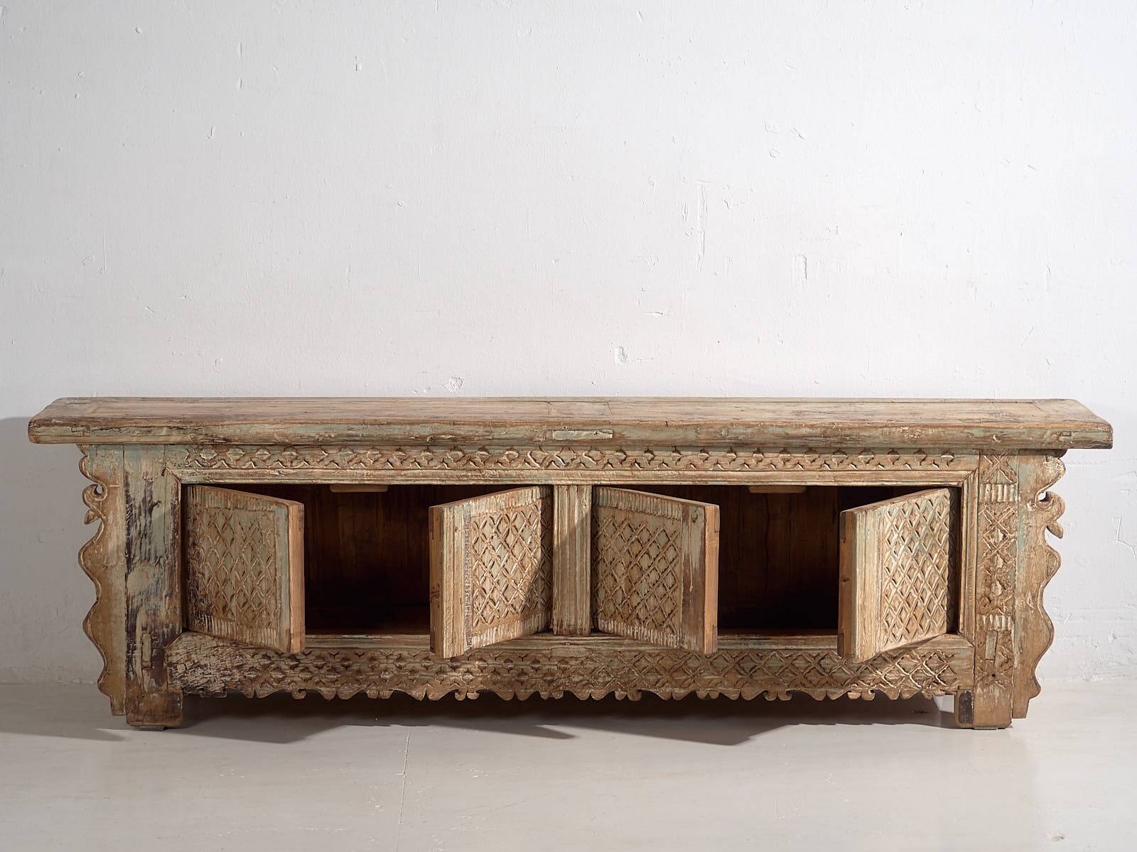 Antique mint green patinated TV cabinet (c.1900) #33